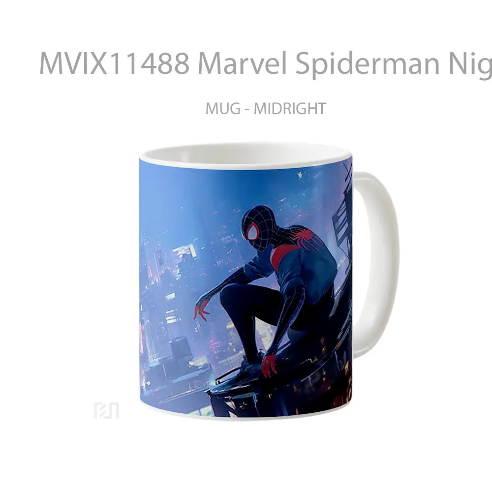 Mug Marvel Spiderman Night Cityscape Koleksi Mug Film dan Komik - All-side / Desain