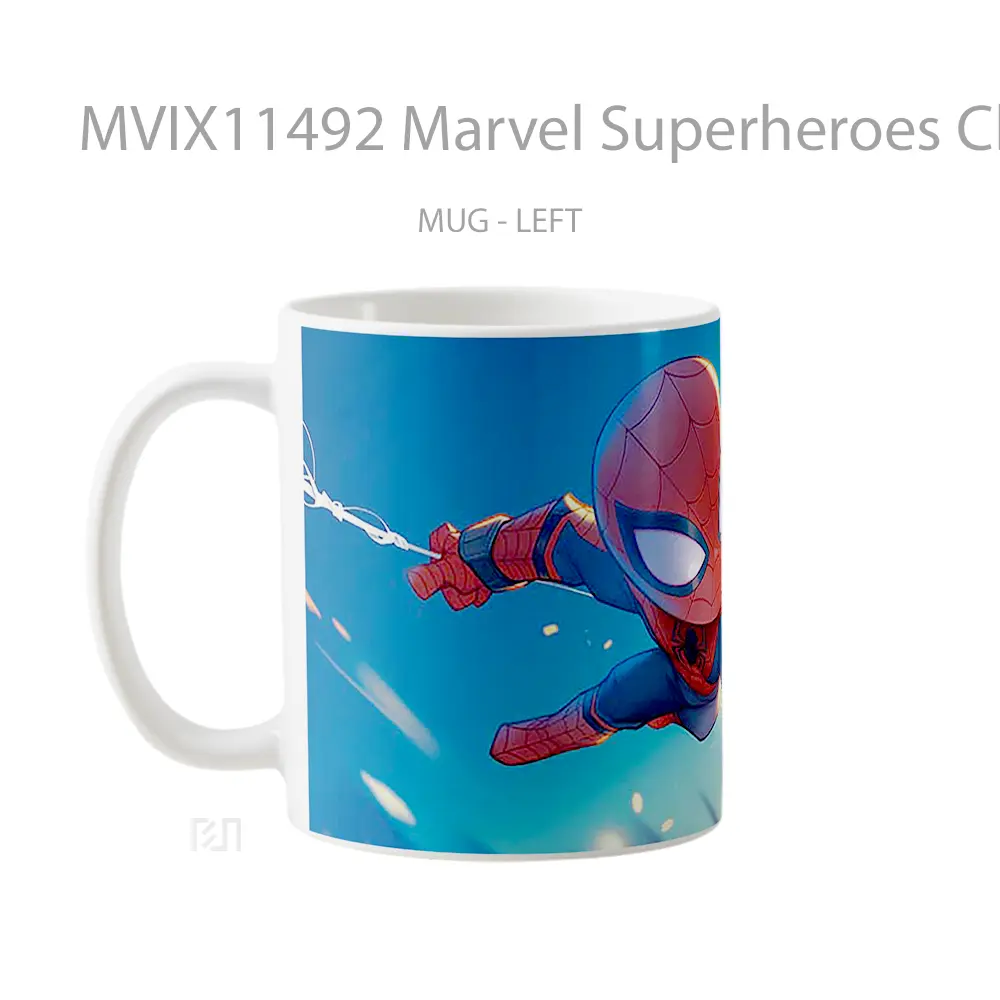 Mug Marvel Superheroes Chibi Spiderman Swinging Koleksi Mug Karakter Jepang - All-side / Desain