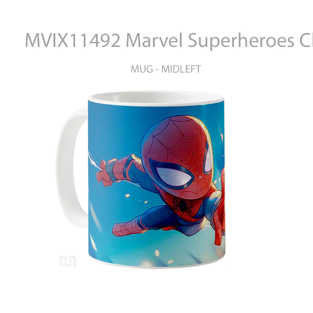 Mug Marvel Superheroes Chibi Spiderman Swinging Koleksi Mug Karakter Jepang - All-side / Desain