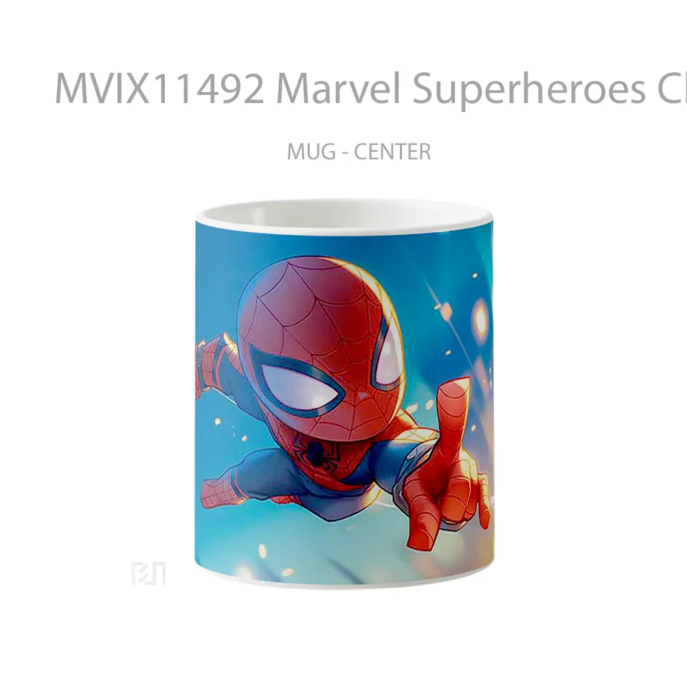 Mug Marvel Superheroes Chibi Spiderman Swinging Koleksi Mug Karakter Jepang
