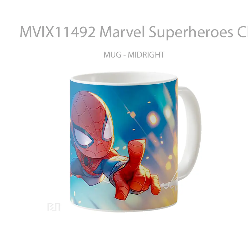 Mug Marvel Superheroes Chibi Spiderman Swinging Koleksi Mug Karakter Jepang - All-side / Desain
