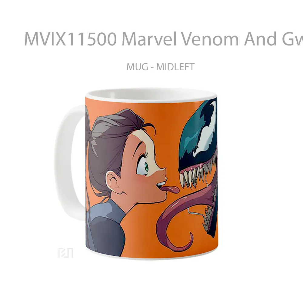Mug Marvel Venom And Gwen Stacy Playful Encounter Hadiah Spesial Fans Superhero - All-side / Desain
