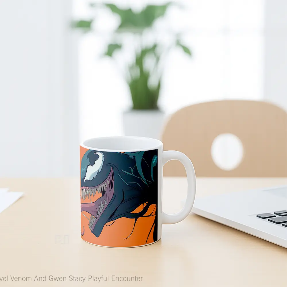 Mug Marvel Venom And Gwen Stacy Playful Encounter Hadiah Spesial Fans Superhero - All-side / Desain