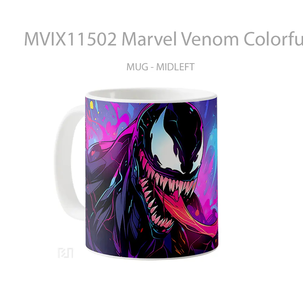 Mug Marvel Venom Colorful Gelas Keramik Koleksi Superhero - All-side / Desain