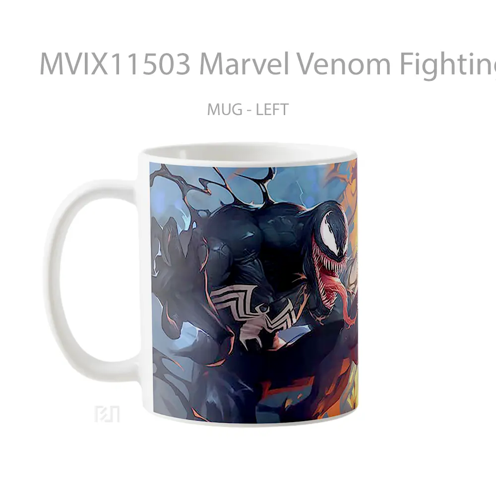 Mug Marvel Venom Fighting With Spider Man Koleksi Mug Film dan Komik - All-side / Desain