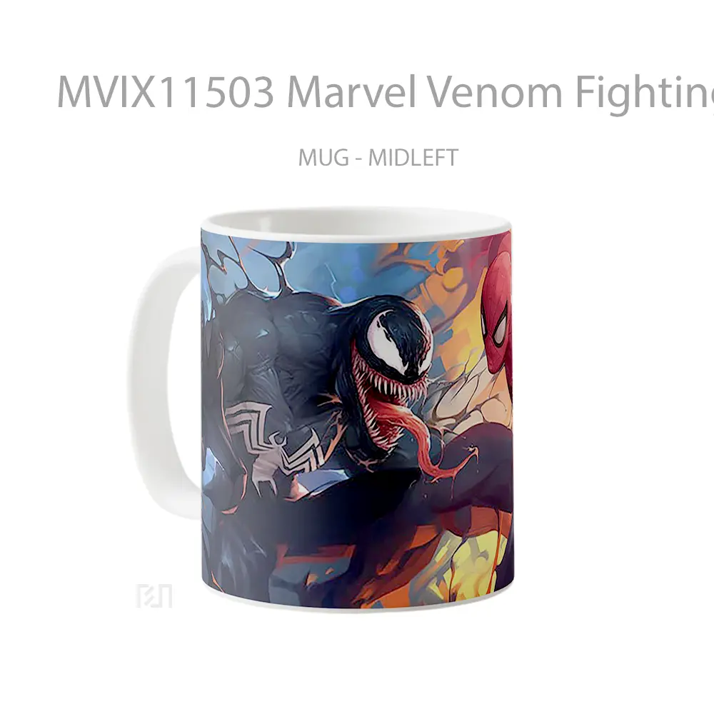 Mug Marvel Venom Fighting With Spider Man Koleksi Mug Film dan Komik - All-side / Desain