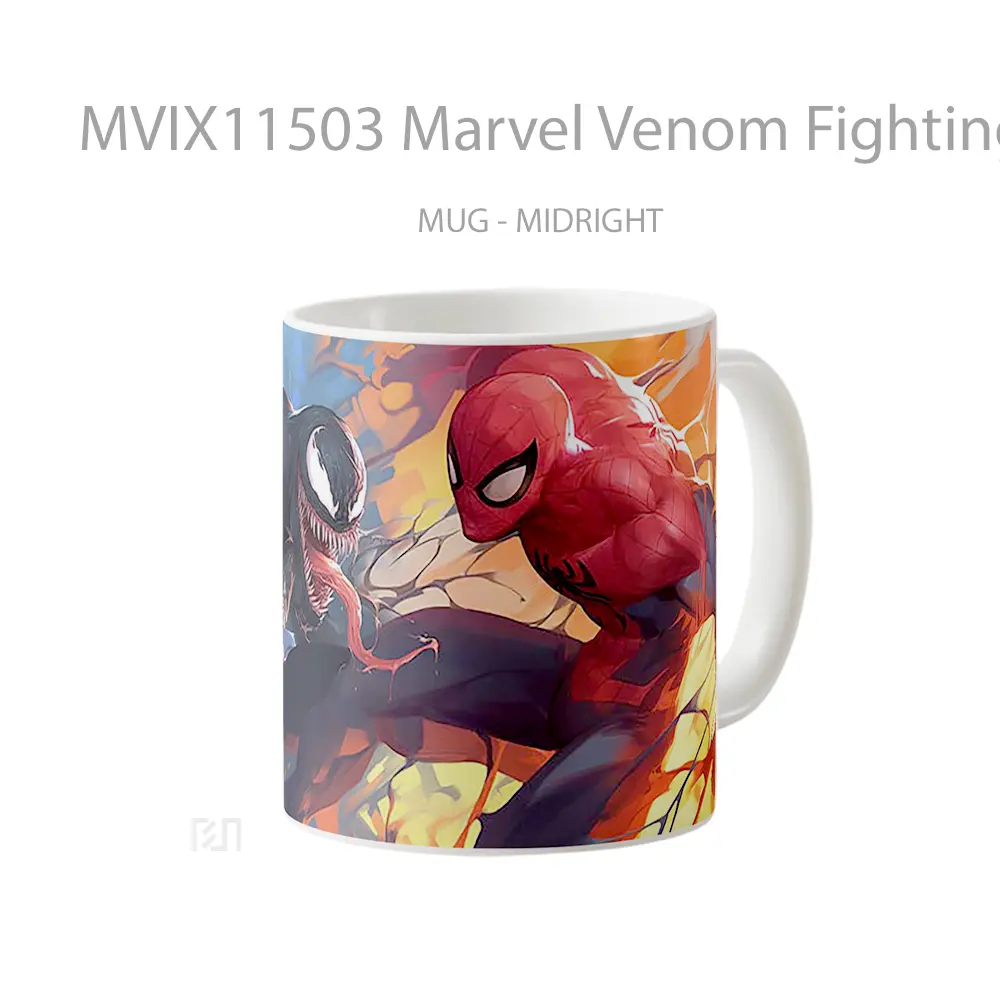 Mug Marvel Venom Fighting With Spider Man Koleksi Mug Film dan Komik - All-side / Desain