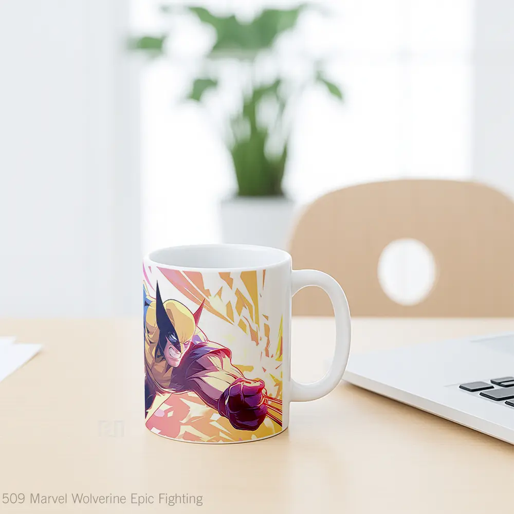Mug Marvel Wolverine Epic Fighting Merchandise Karakter Ikonik - All-side / Desain