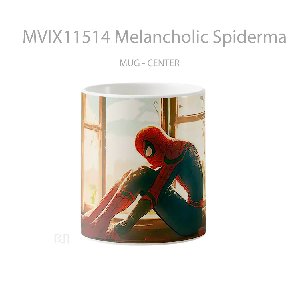 Mug Melancholic Spiderman Window Scene Merchandise Karakter Ikonik