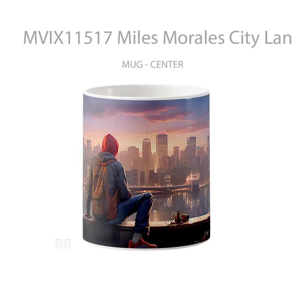 Mug Miles Morales City Landscape Gelas Keramik Desain Unik
