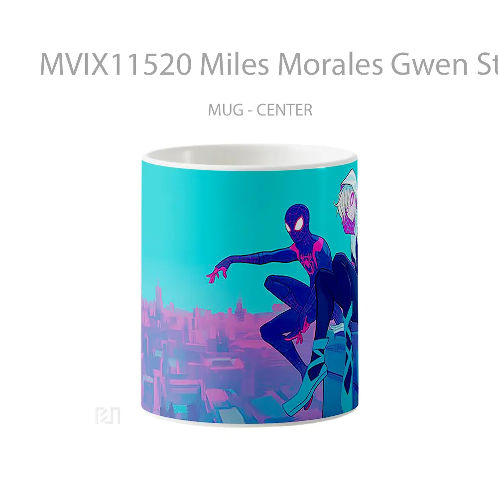 Mug Miles Morales Gwen Stacy Spider Verse City Hadiah Lucu dan Menarik