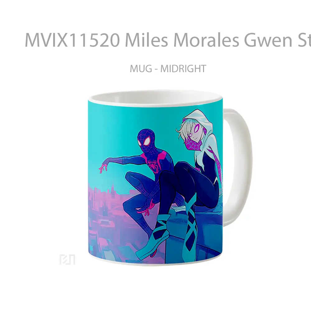 Mug Miles Morales Gwen Stacy Spider Verse City Hadiah Lucu dan Menarik - All-side / Desain