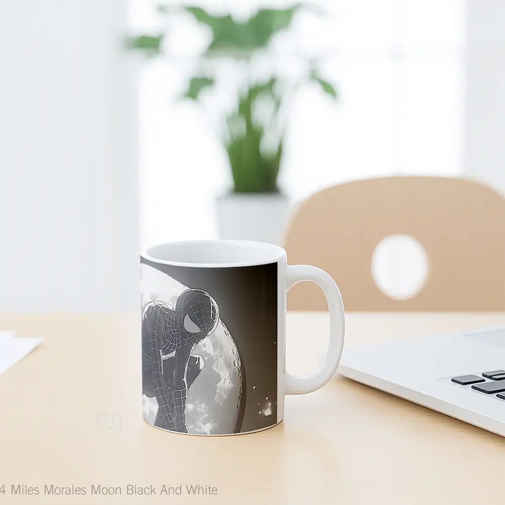 Mug Miles Morales Moon Black And White Koleksi Mug Limited Edition - All-side / Desain