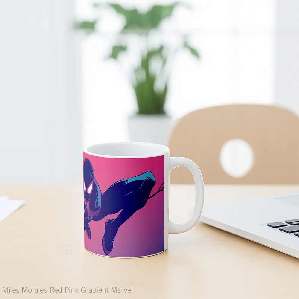 Mug Miles Morales Red Pink Gradient Marvel Koleksi Mug Film dan Komik - All-side / Desain