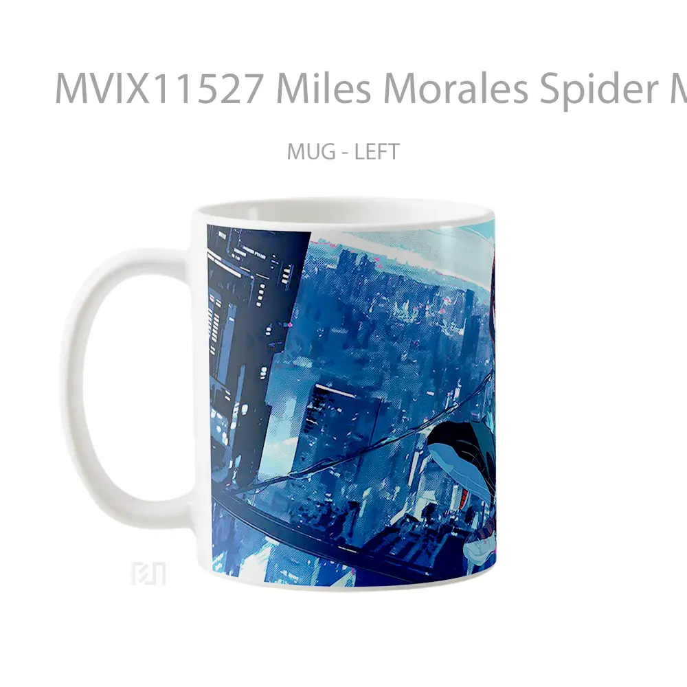 Mug Miles Morales Spider Man City Perch Glitch Style Mug Aesthetic Koleksi Spesial - All-side / Desain