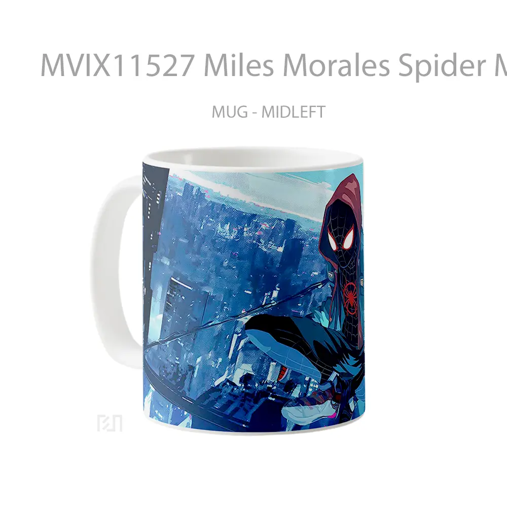 Mug Miles Morales Spider Man City Perch Glitch Style Mug Aesthetic Koleksi Spesial - All-side / Desain