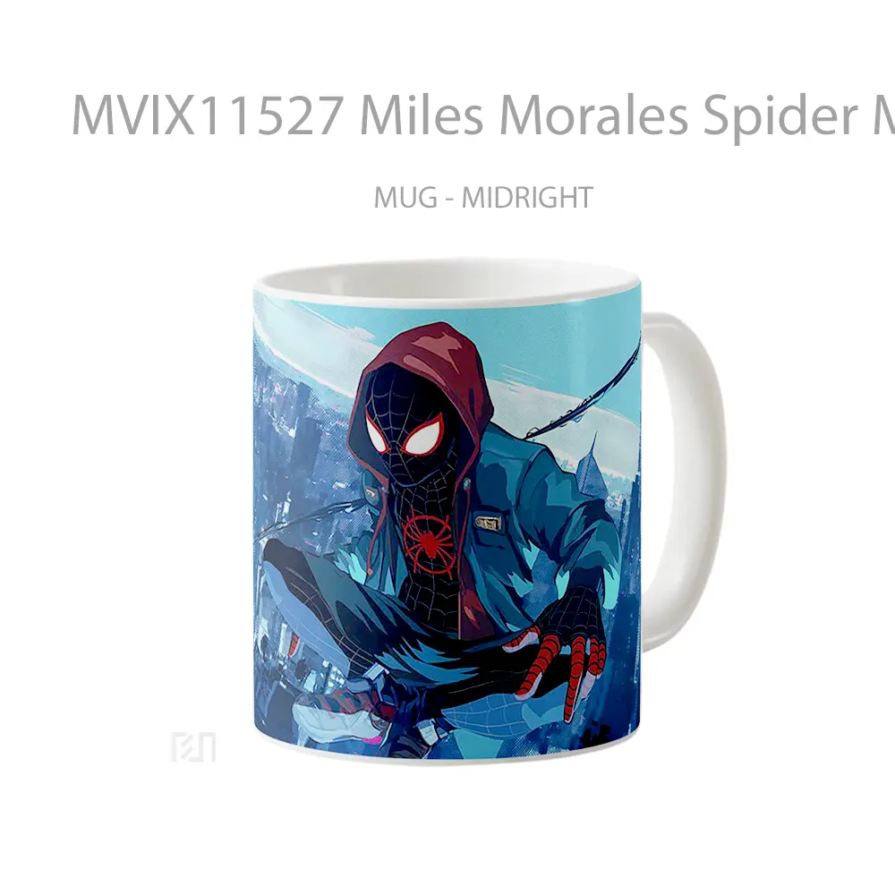 Mug Miles Morales Spider Man City Perch Glitch Style Mug Aesthetic Koleksi Spesial - All-side / Desain