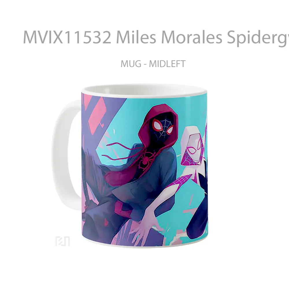 Mug Miles Morales Spidergwen Action Slides Hadiah Lucu dan Menarik - All-side / Desain
