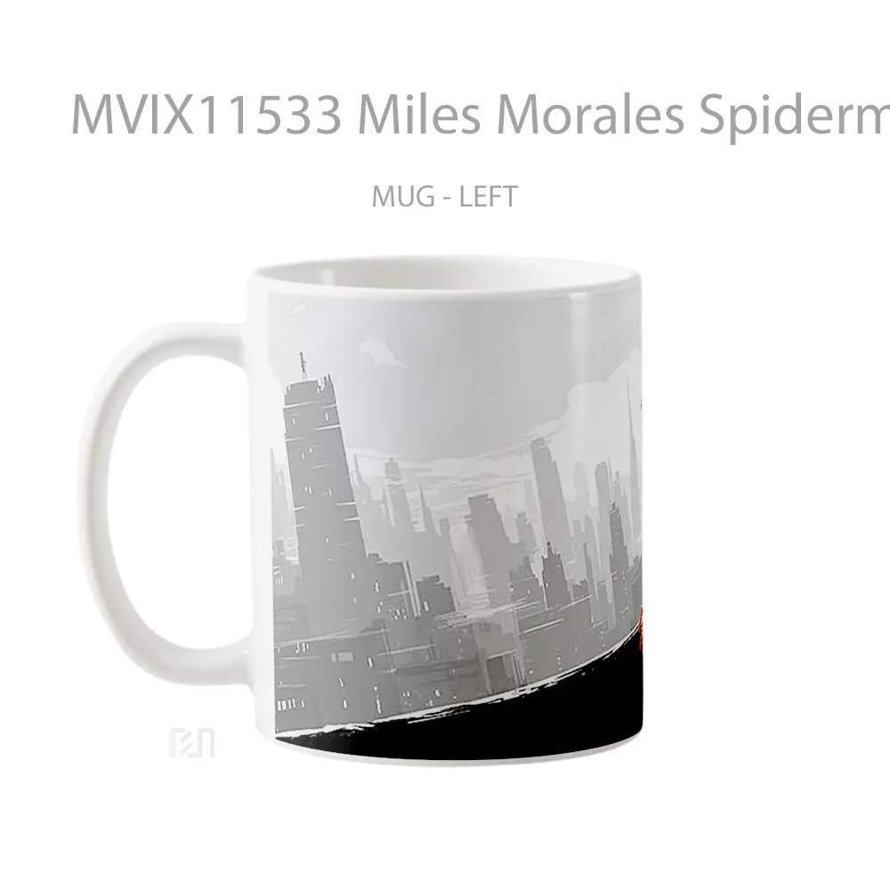 Mug Miles Morales Spiderman Black Silhouette City Koleksi Mug Film dan Komik - All-side / Desain