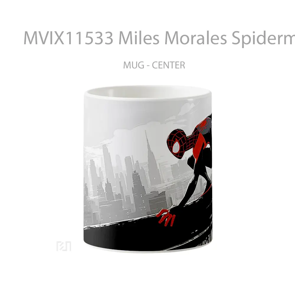 Mug Miles Morales Spiderman Black Silhouette City Koleksi Mug Film dan Komik