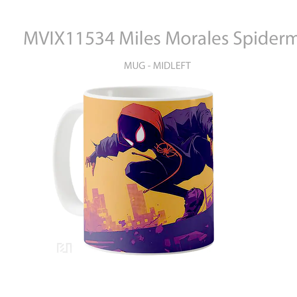 Mug Miles Morales Spiderman Cool Orange Koleksi Mug Film dan Komik - All-side / Desain