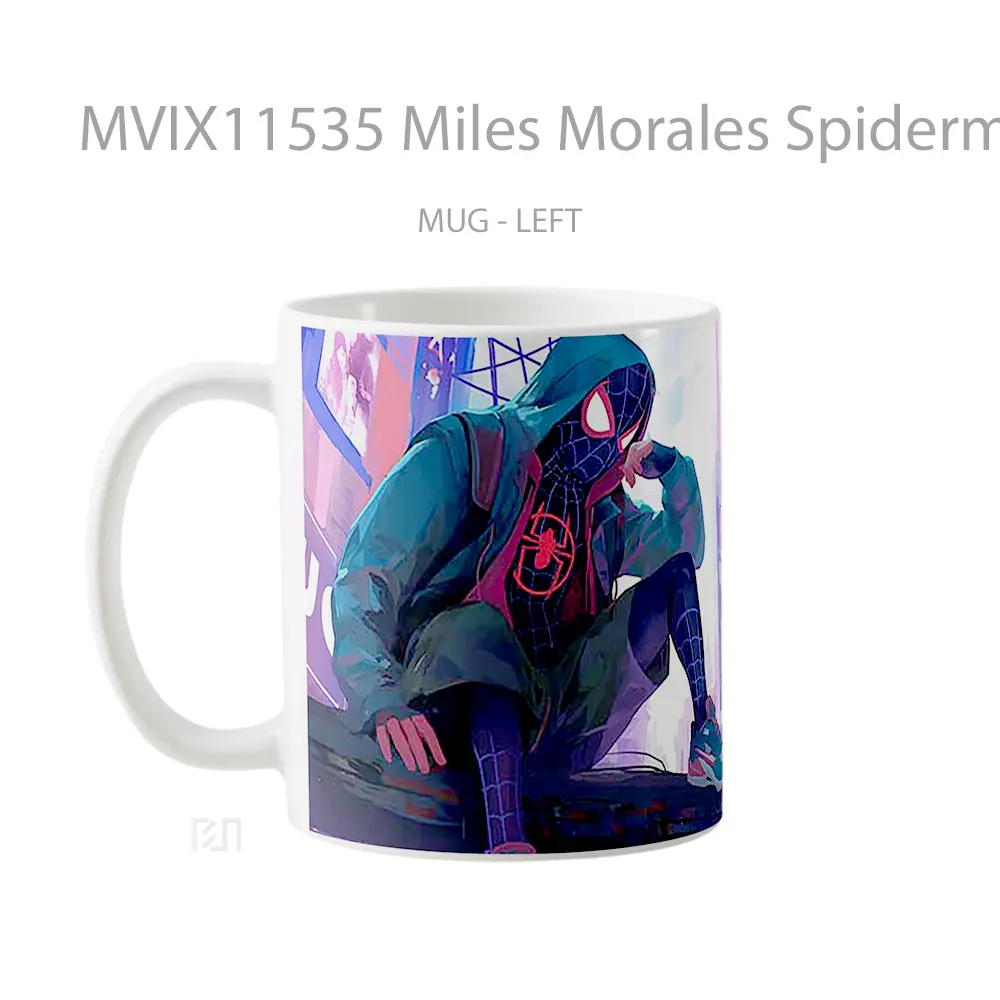 Mug Miles Morales Spiderman Cyberpunk Hadiah Spesial Fans Superhero - All-side / Desain