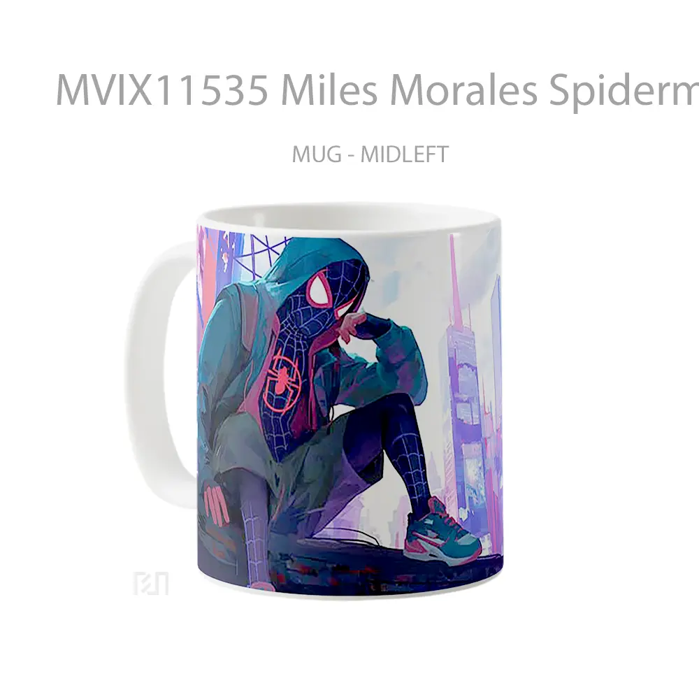 Mug Miles Morales Spiderman Cyberpunk Hadiah Spesial Fans Superhero - All-side / Desain
