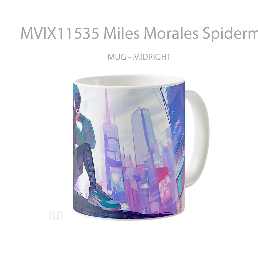 Mug Miles Morales Spiderman Cyberpunk Hadiah Spesial Fans Superhero - All-side / Desain