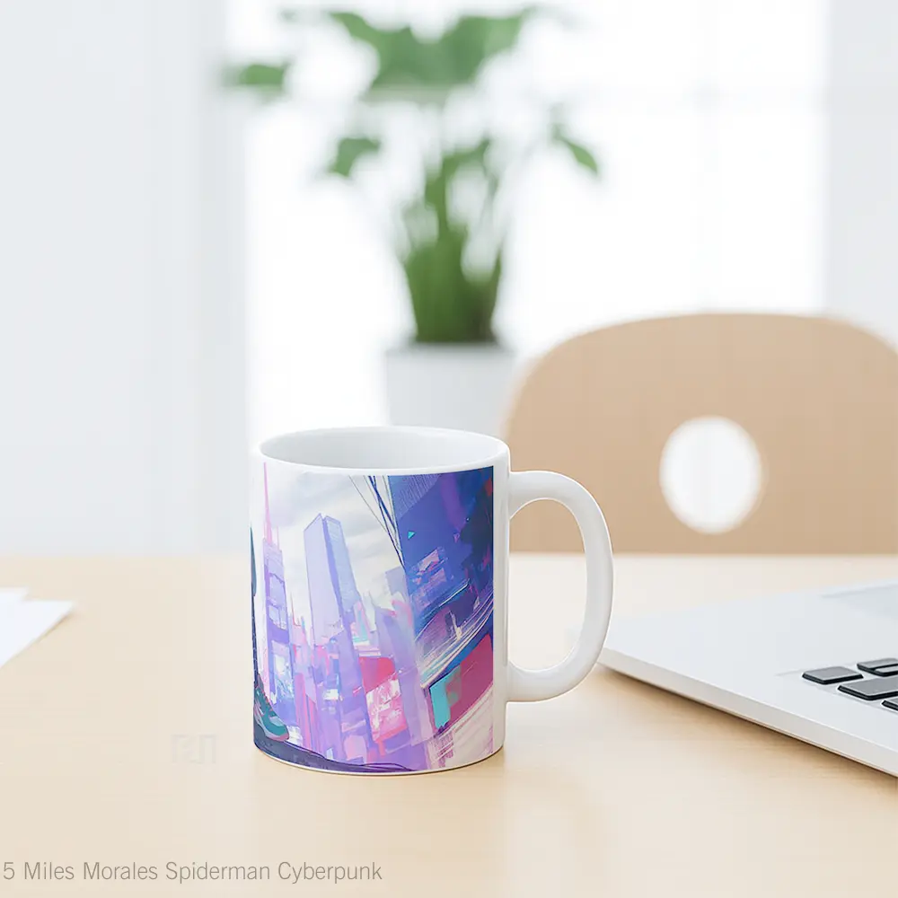 Mug Miles Morales Spiderman Cyberpunk Hadiah Spesial Fans Superhero - All-side / Desain