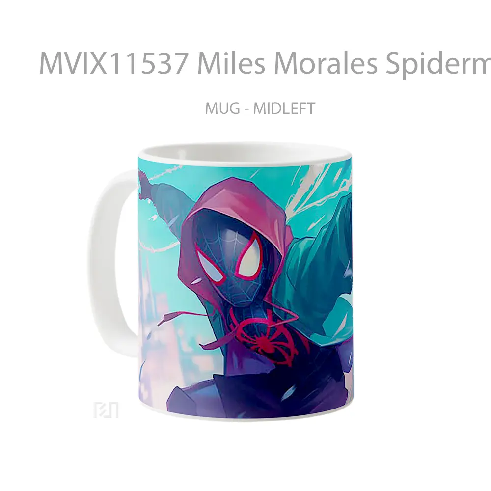 Mug Miles Morales Spiderman Swinging Action Pose Hadiah Spesial Fans Superhero - All-side / Desain