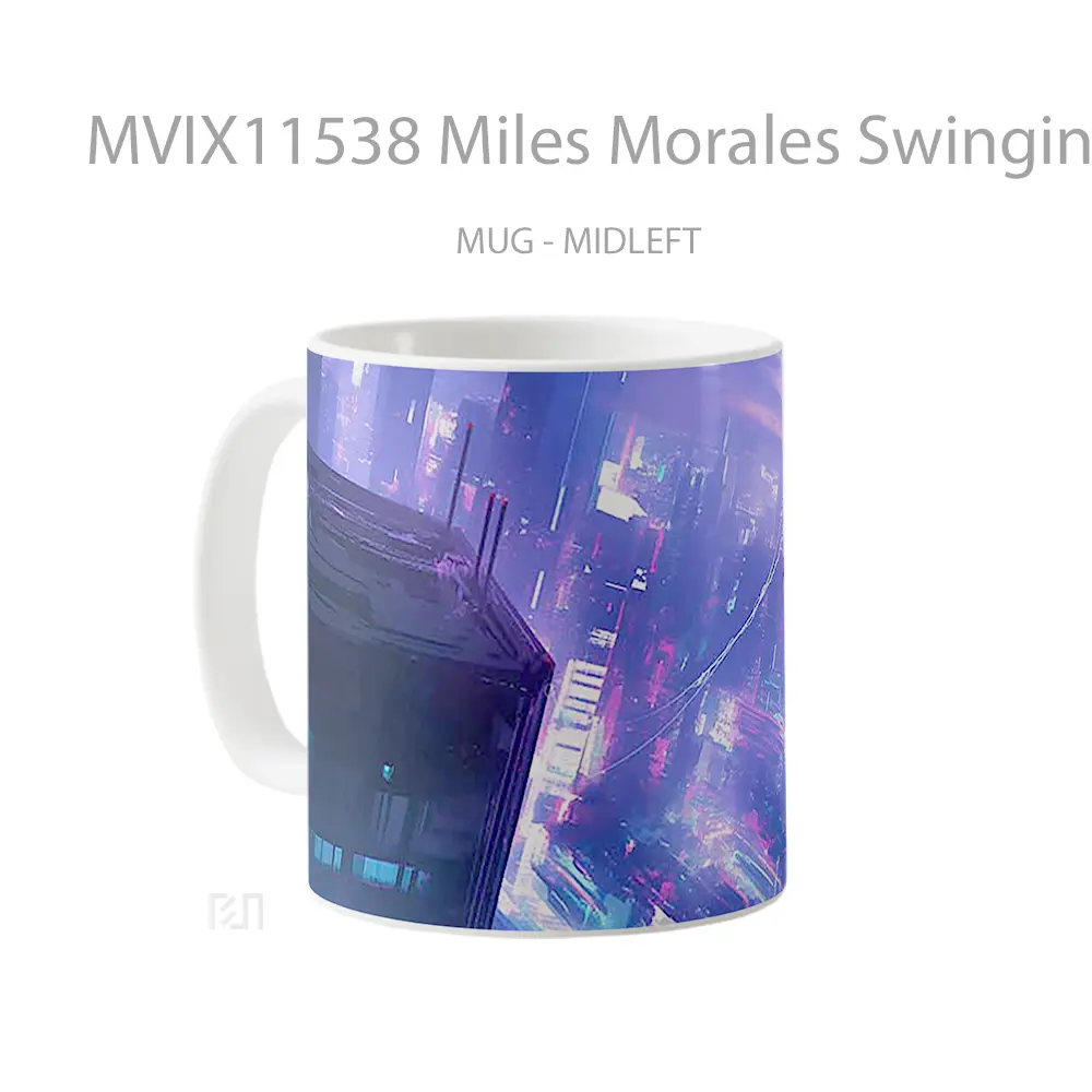 Mug Miles Morales Swinging Cityscape Gelas Keramik Desain Unik - All-side / Desain