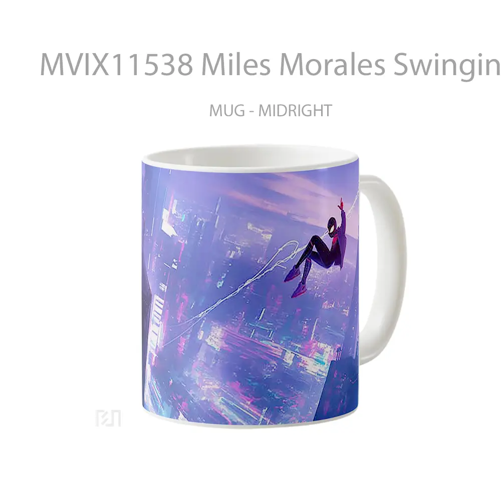 Mug Miles Morales Swinging Cityscape Gelas Keramik Desain Unik - All-side / Desain