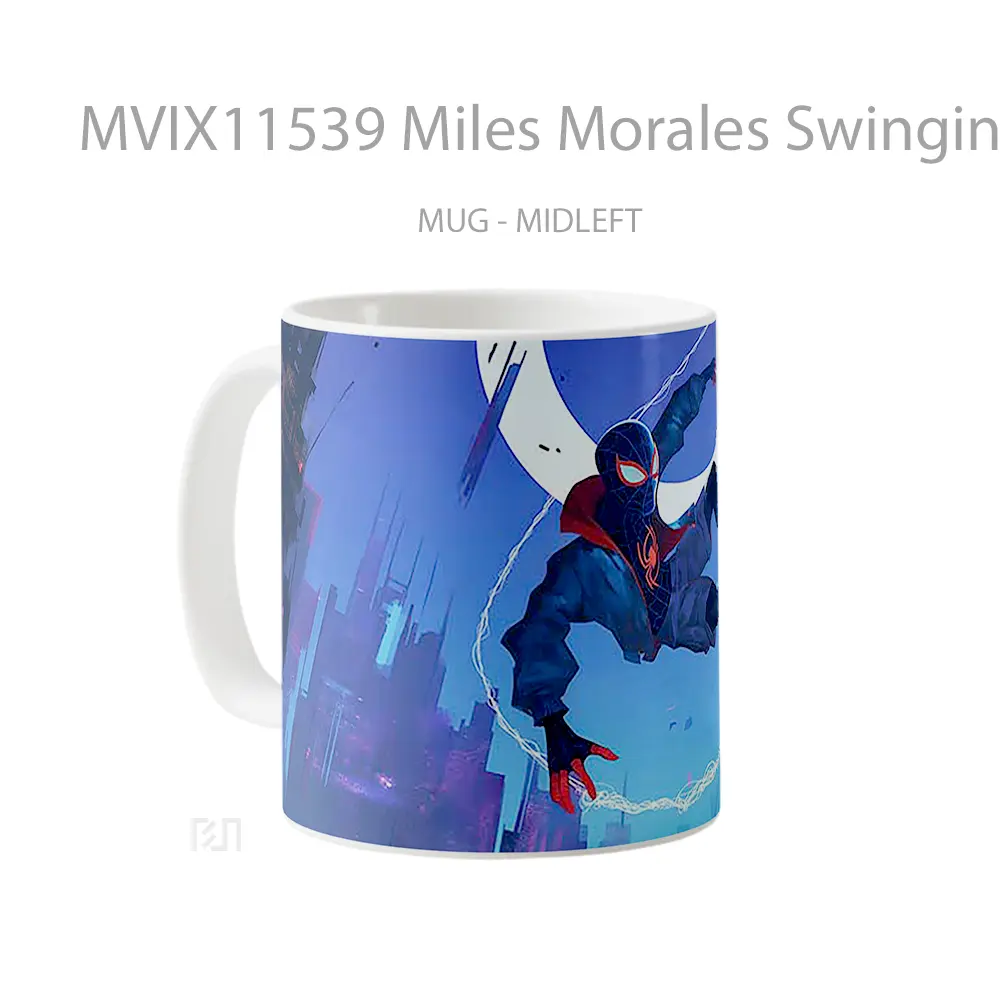 Mug Miles Morales Swinging Night Mug Aesthetic Koleksi Spesial - All-side / Desain