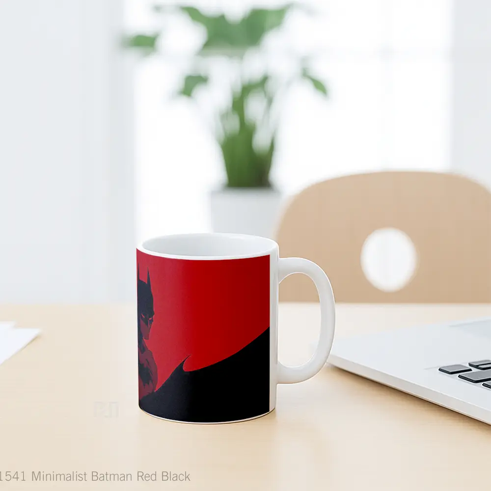 Mug Minimalist Batman Red Black Merchandise Karakter Ikonik - All-side / Desain