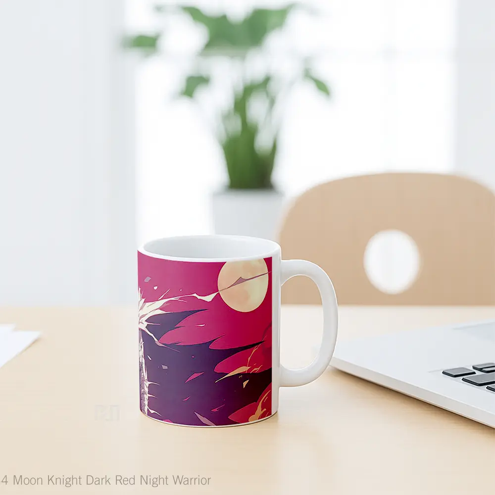 Mug Moon Knight Dark Red Night Warrior Mug Aesthetic Koleksi Spesial - All-side / Desain