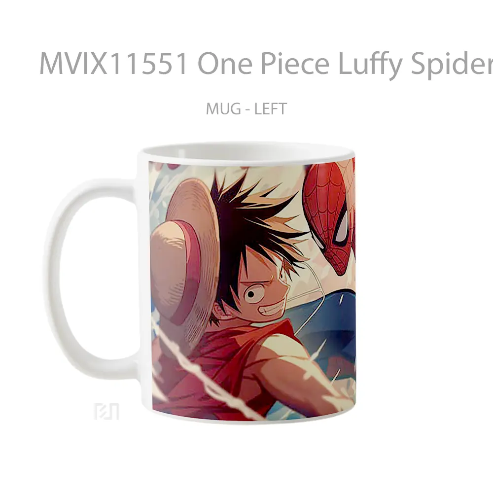 Mug One Piece Luffy Spider Man Epic Crossover Mug Anime Populer Koleksi Spesial - All-side / Desain