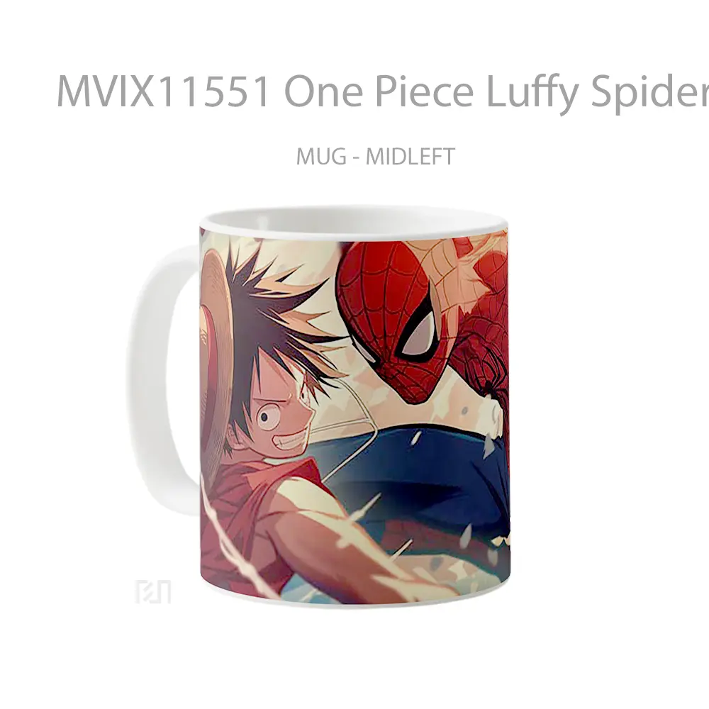 Mug One Piece Luffy Spider Man Epic Crossover Mug Anime Populer Koleksi Spesial - All-side / Desain