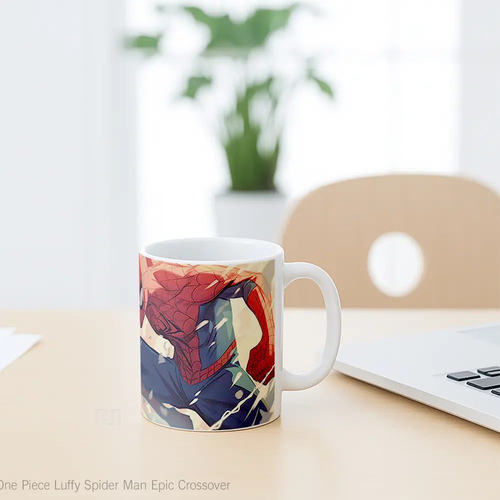 Mug One Piece Luffy Spider Man Epic Crossover Mug Anime Populer Koleksi Spesial - All-side / Desain