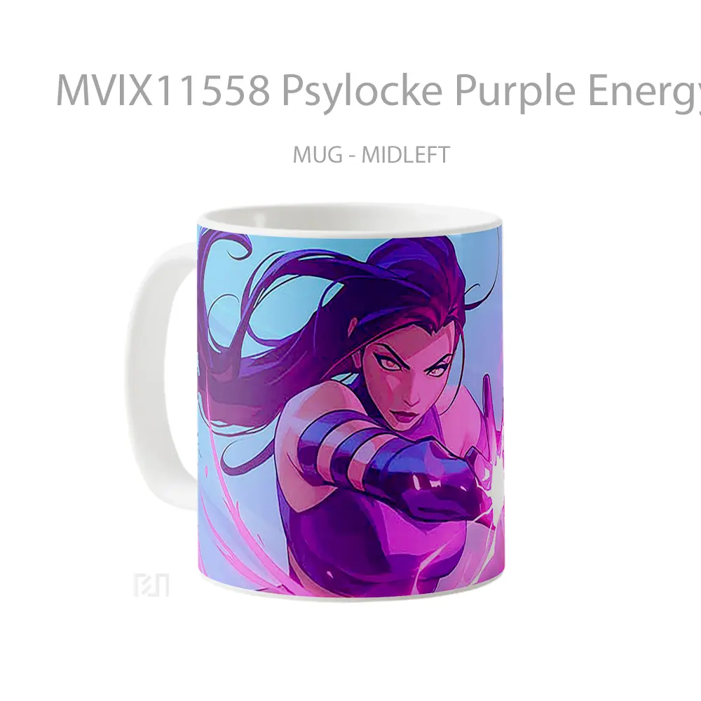 Mug Psylocke Purple Energy Blast Koleksi Mug Limited Edition - All-side / Desain