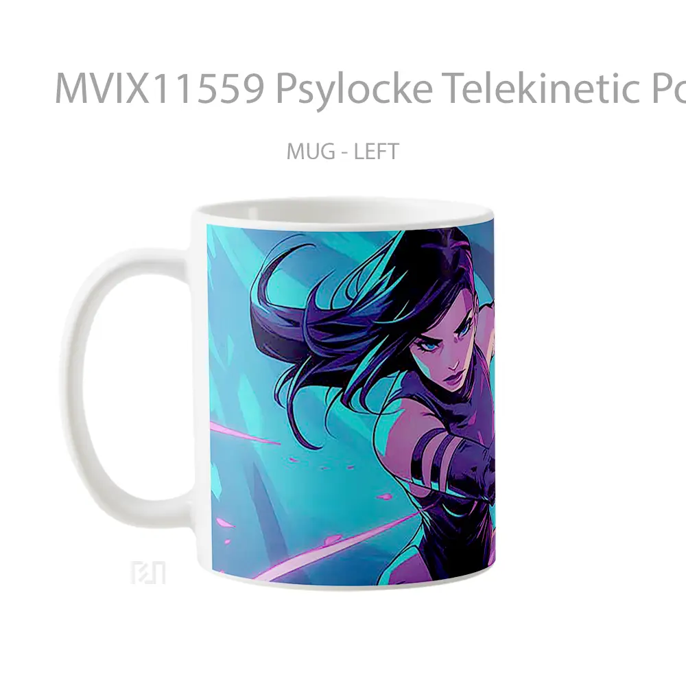 Mug Psylocke Telekinetic Power Glow Mug Aesthetic Koleksi Spesial - All-side / Desain