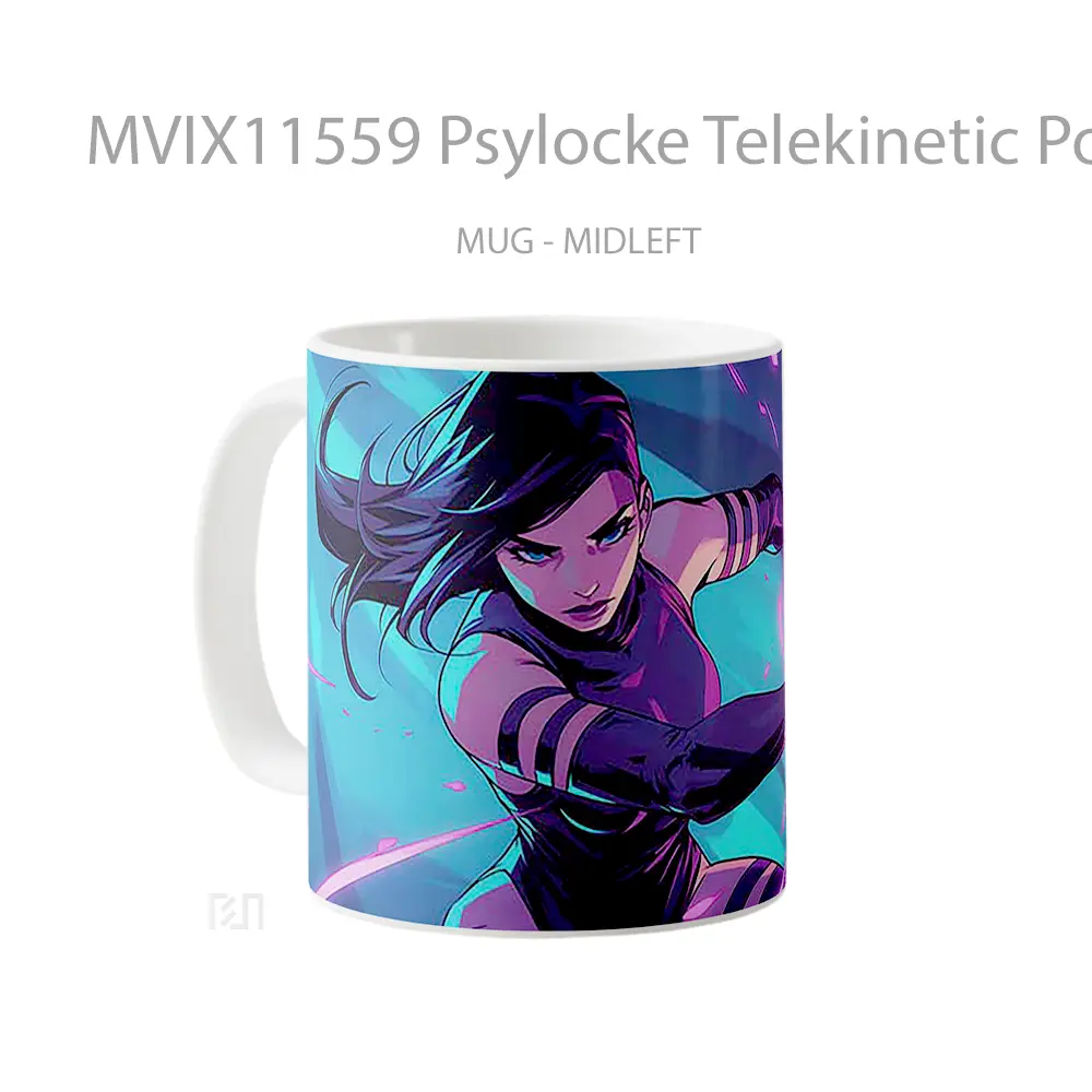 Mug Psylocke Telekinetic Power Glow Mug Aesthetic Koleksi Spesial - All-side / Desain