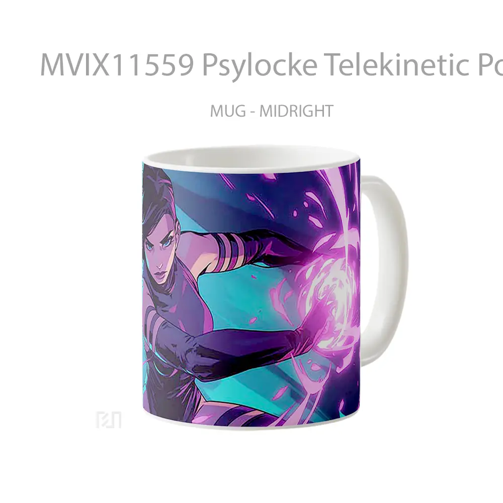 Mug Psylocke Telekinetic Power Glow Mug Aesthetic Koleksi Spesial - All-side / Desain