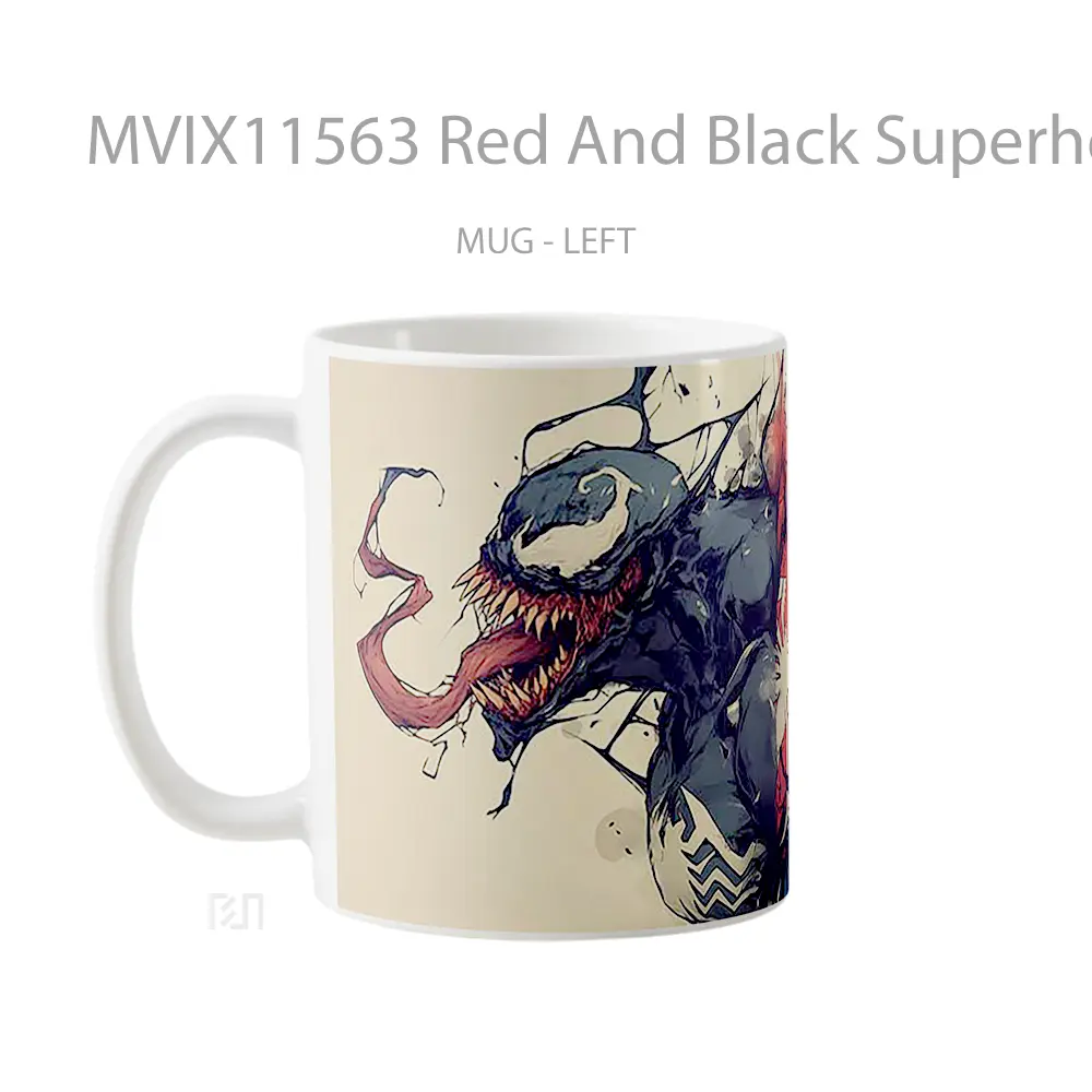 Mug Red And Black Superhero Clash Hadiah Unik Anime Lovers - All-side / Desain