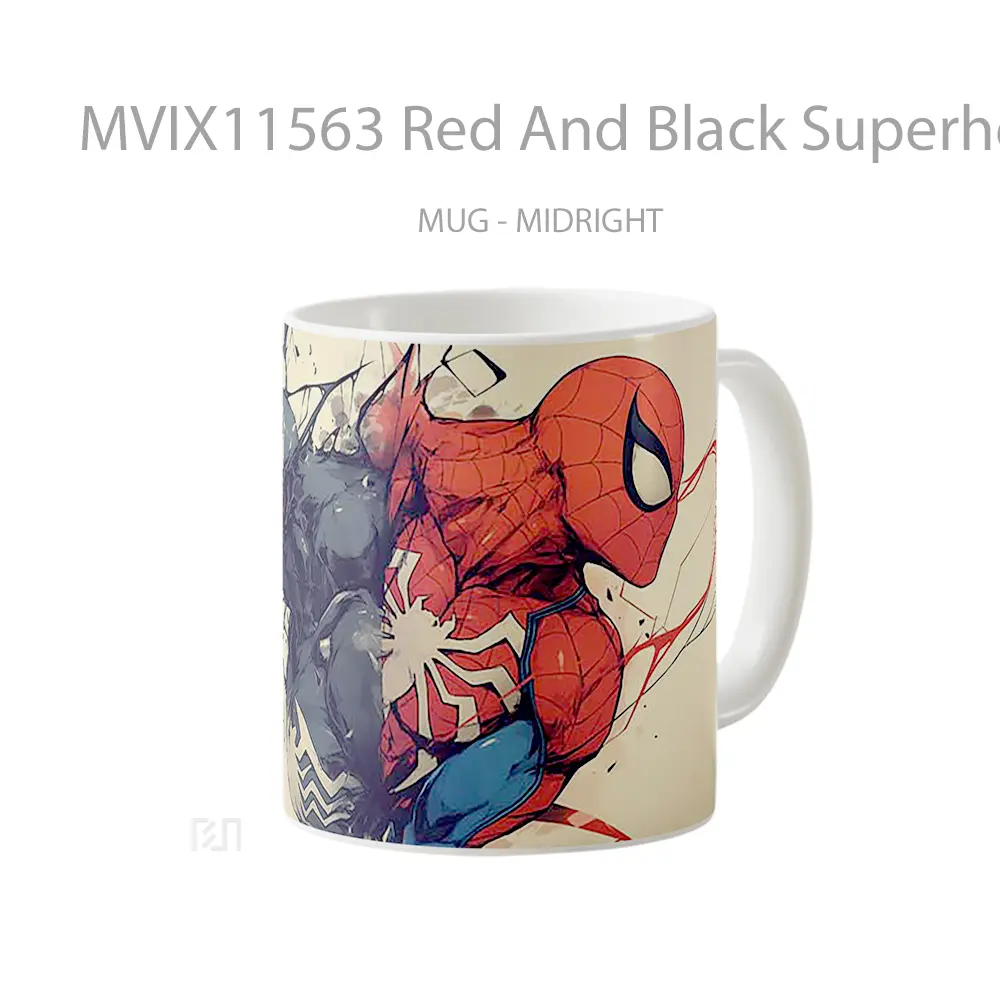 Mug Red And Black Superhero Clash Hadiah Unik Anime Lovers - All-side / Desain