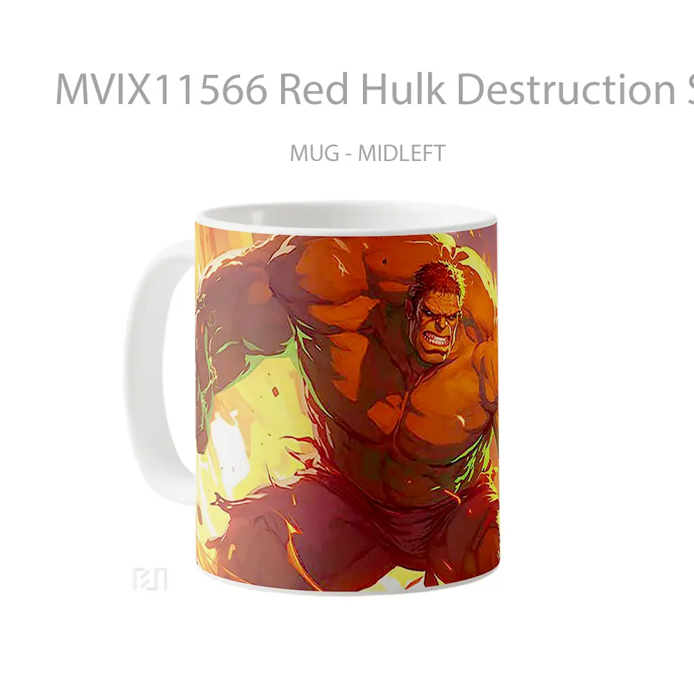 Mug Red Hulk Destruction Scene Mug Aesthetic Koleksi Spesial - All-side / Desain