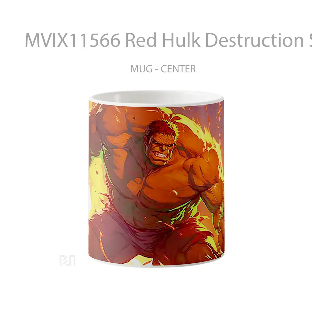 Mug Red Hulk Destruction Scene Mug Aesthetic Koleksi Spesial