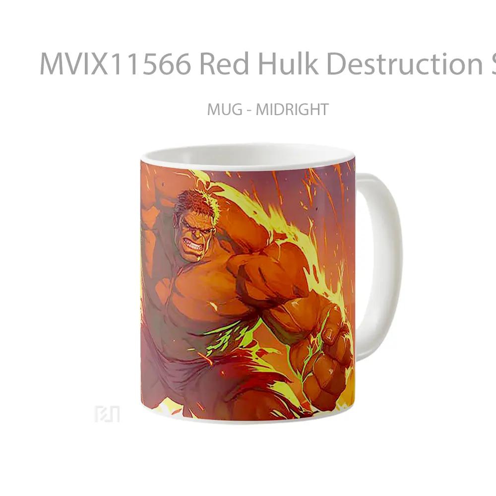 Mug Red Hulk Destruction Scene Mug Aesthetic Koleksi Spesial - All-side / Desain
