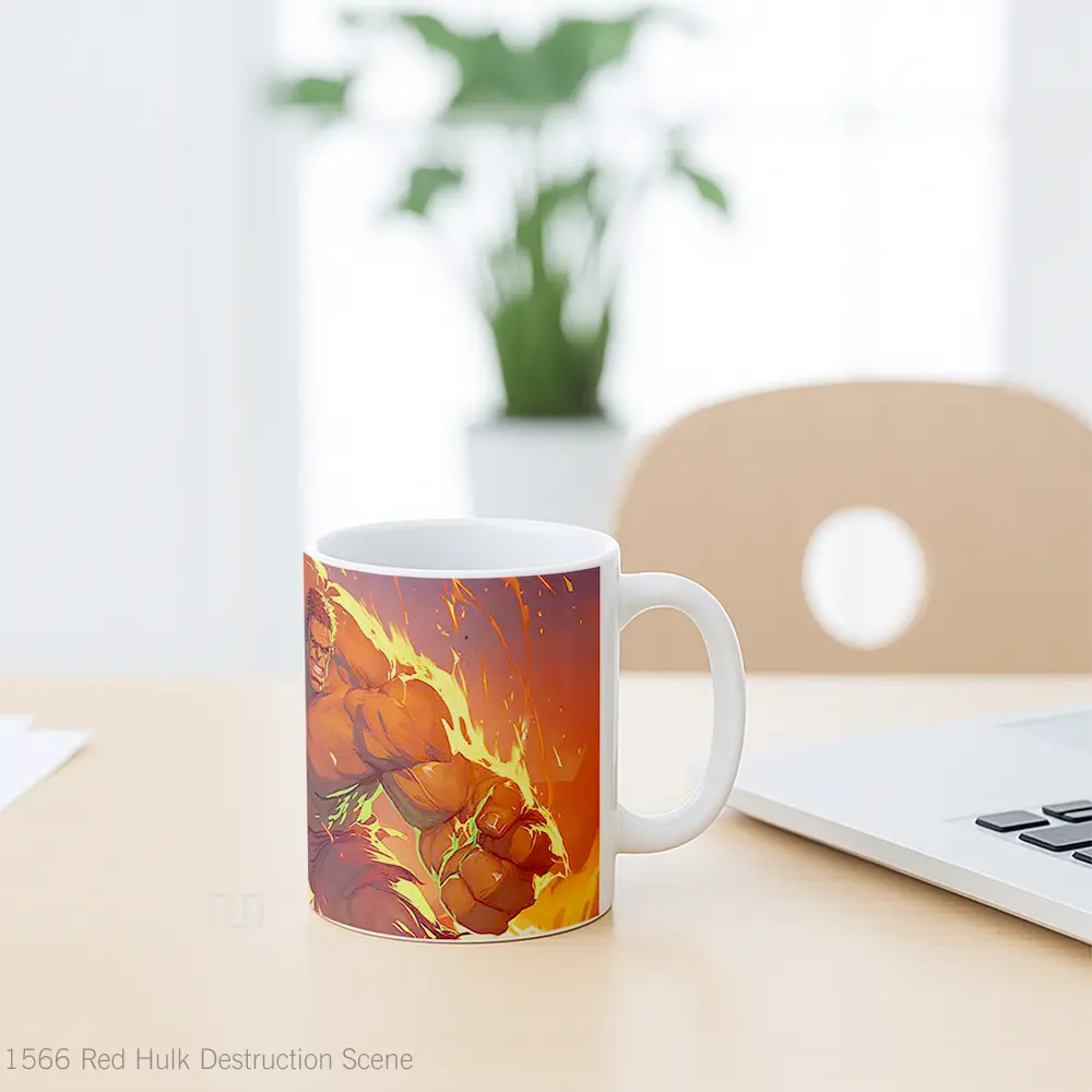 Mug Red Hulk Destruction Scene Mug Aesthetic Koleksi Spesial - All-side / Desain