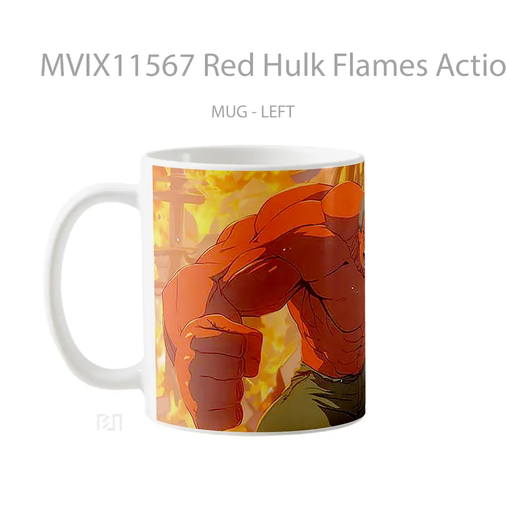 Mug Red Hulk Flames Action Mug Aesthetic Koleksi Spesial - All-side / Desain