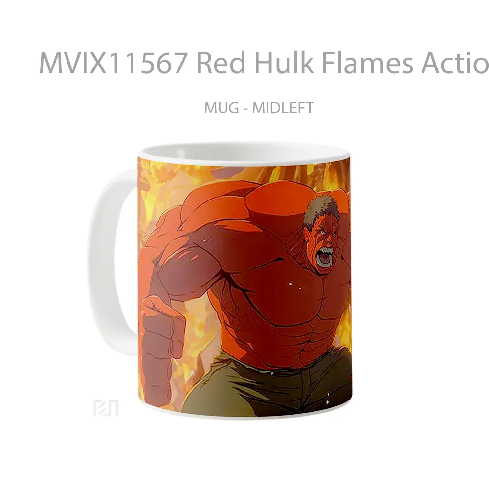 Mug Red Hulk Flames Action Mug Aesthetic Koleksi Spesial - All-side / Desain